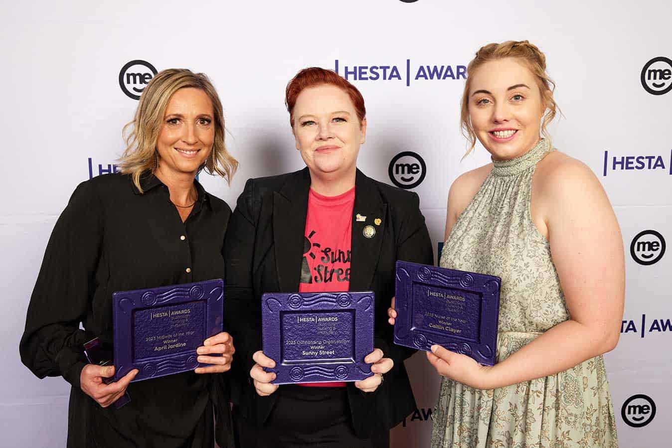 Left to right, April Jardine, Midwife of the Year, Sonia Martin from Sunny Street, and Caitlin Clayer, Nurse of the Year.